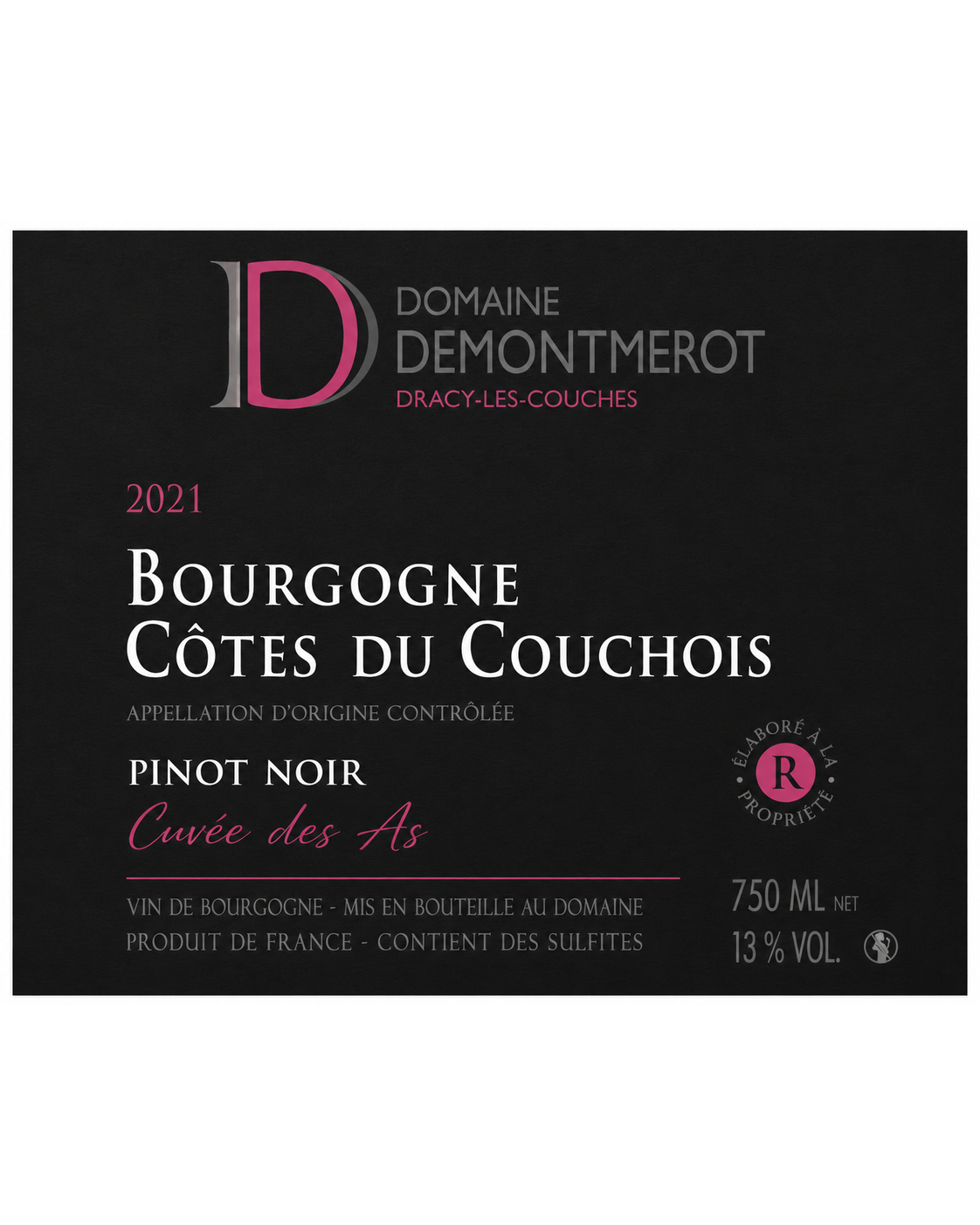 Domaine Demontmerot Bourgogne Côtes du Couchois Pinot Noir Cuvée des As 2023