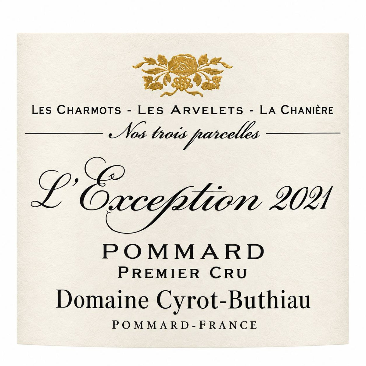Domaine Cyrot-Buthiau Pommard 1er Cru “L’Exception” 2021 – etiket