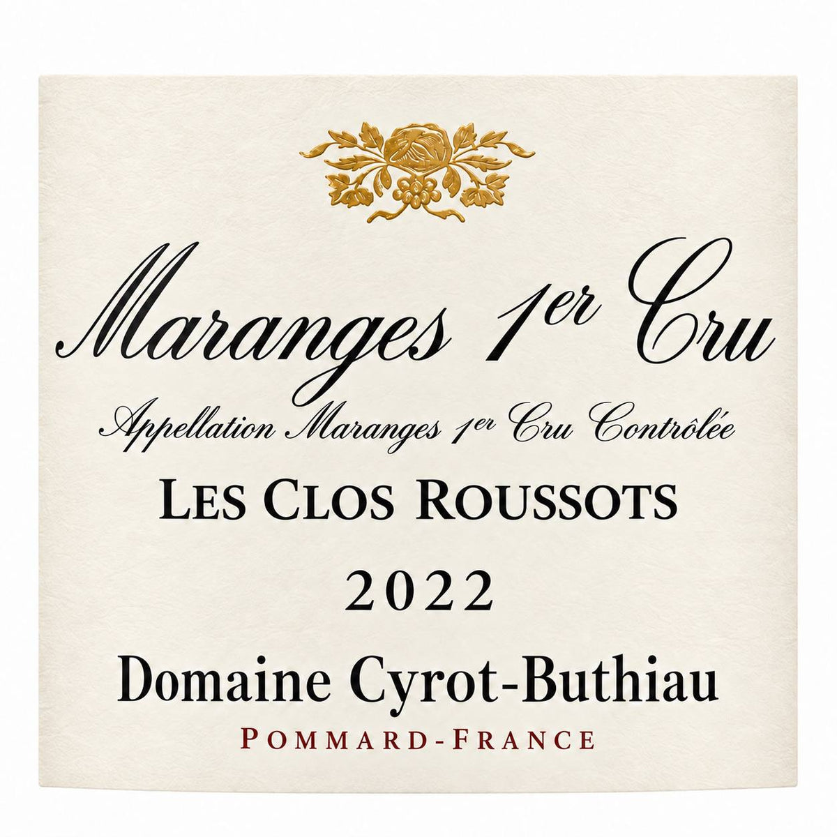 Domaine Cyrot-Buthiau Maranges 1er Cru “Les Clos Roussots” 2022 – etiket