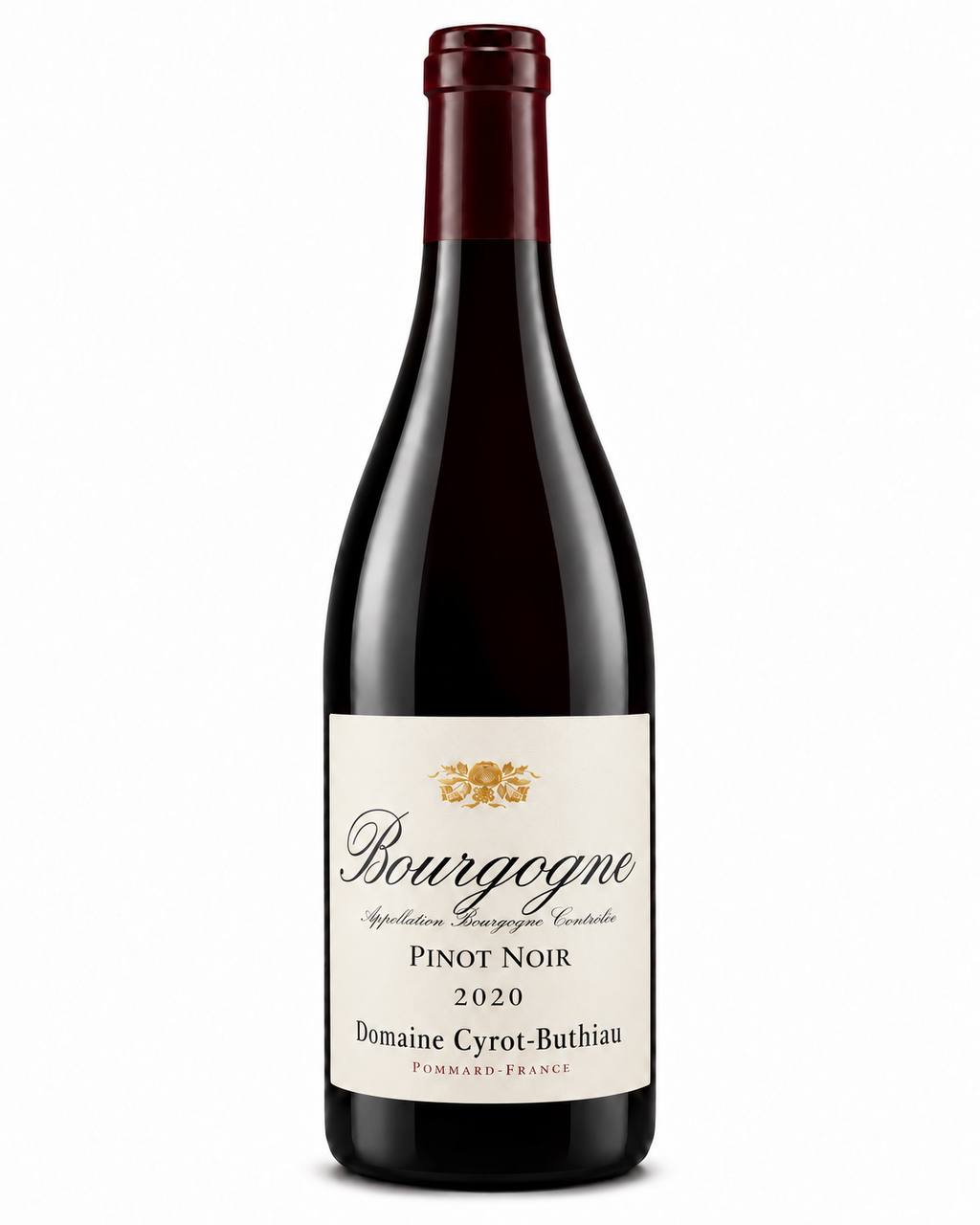 Domaine Cyrot-Buthiau Bourgogne Pinot Noir 2020 – flaske på hvid baggrund