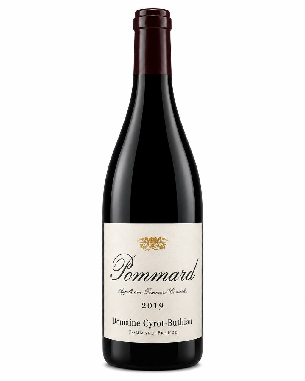 Domaine Cyrot-Buthiau Pommard 2019 – flaske på hvid baggrund