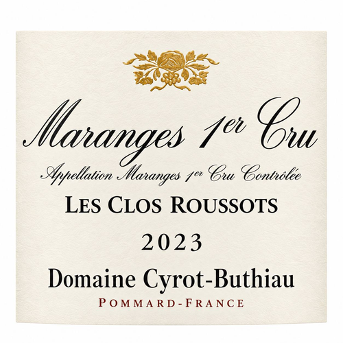 Domaine Cyrot-Buthiau Maranges 1er Cru “Les Clos Roussots” 2023 – etiket