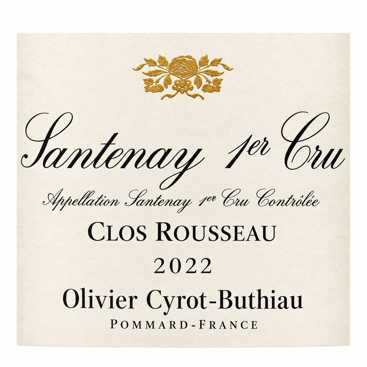 Domaine Cyrot-Buthiau Santenay 1er Cru “Clos Rousseau” 2022 – etiket